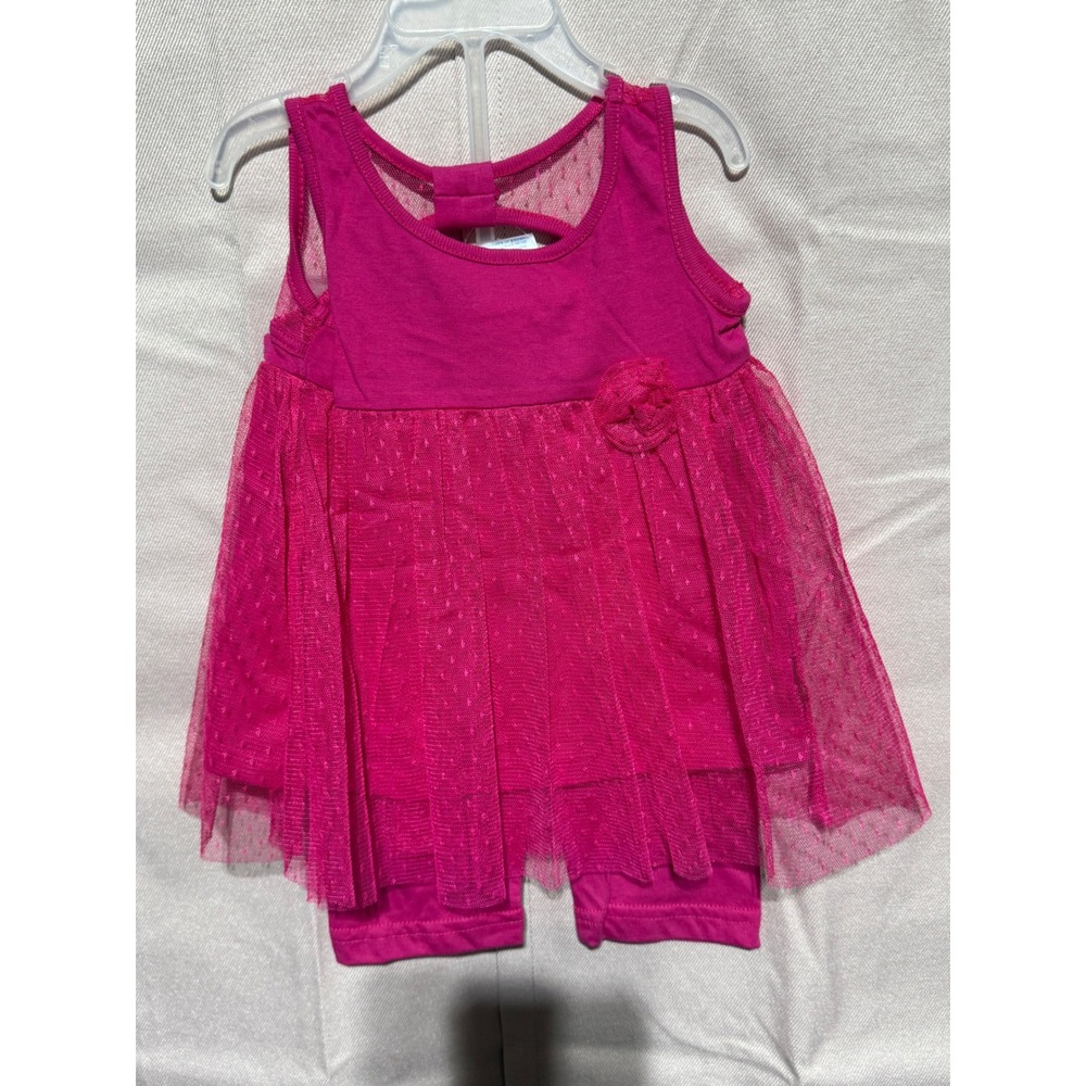 Park Bench Kids Girls 18 Months Fuchsia Pink Tulle Tutu Top and Leggings Set